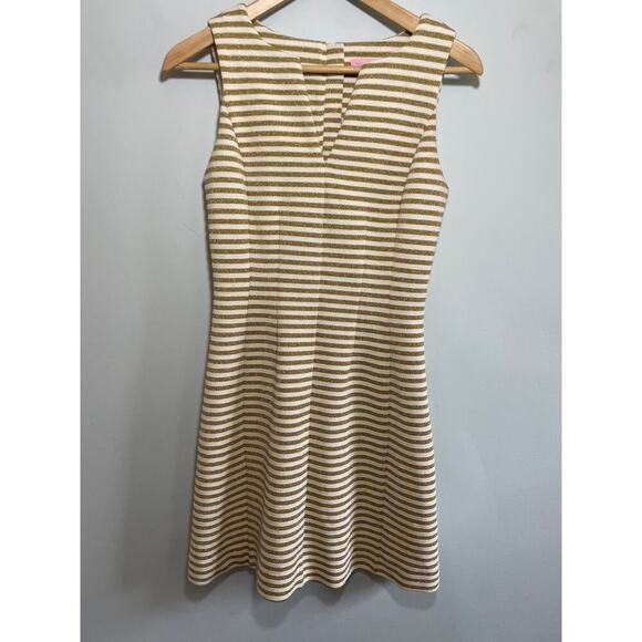 Lilly Pulitzer Brielle Dress Women's Small Gold Stripe Sparkle - Picture 1 of 8